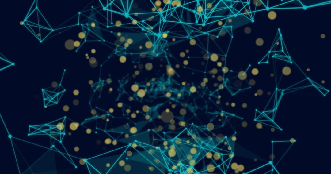 Abstract Plexus Network with Bright Yellow Nodes on Dark Blue Background