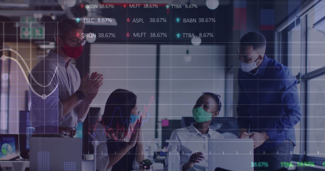 Diverse Professionals Analyzing Financial Data Remotely