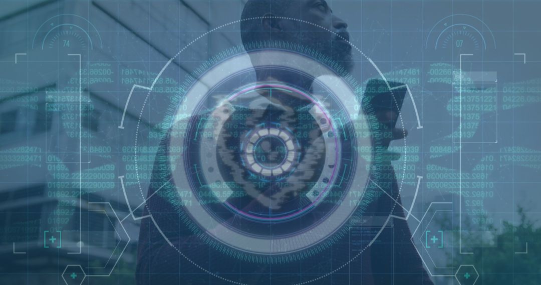 Businessman Amidst Futuristic Digital Network Interface