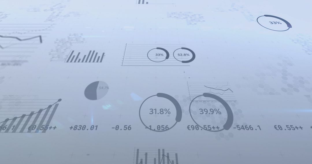 Abstract Financial Data and Graphs on Grey Background