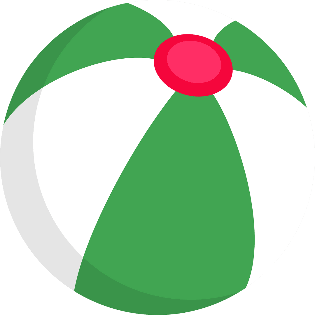 Floating Beach Ball with Green Panels on Transparent Background