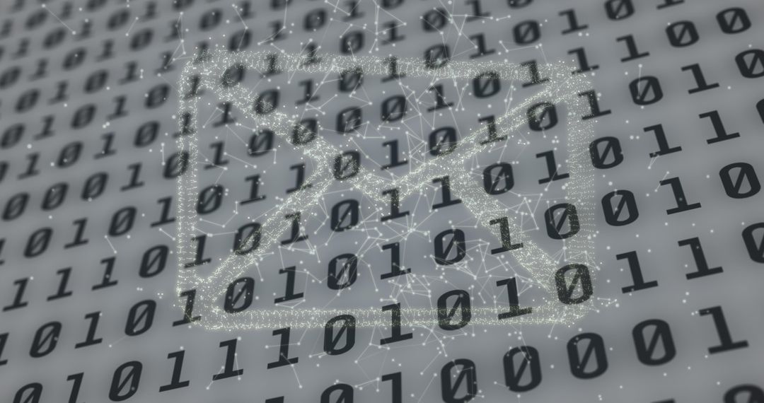 Email Icon Embedded in Binary Matrix Illustrating Digital Communication