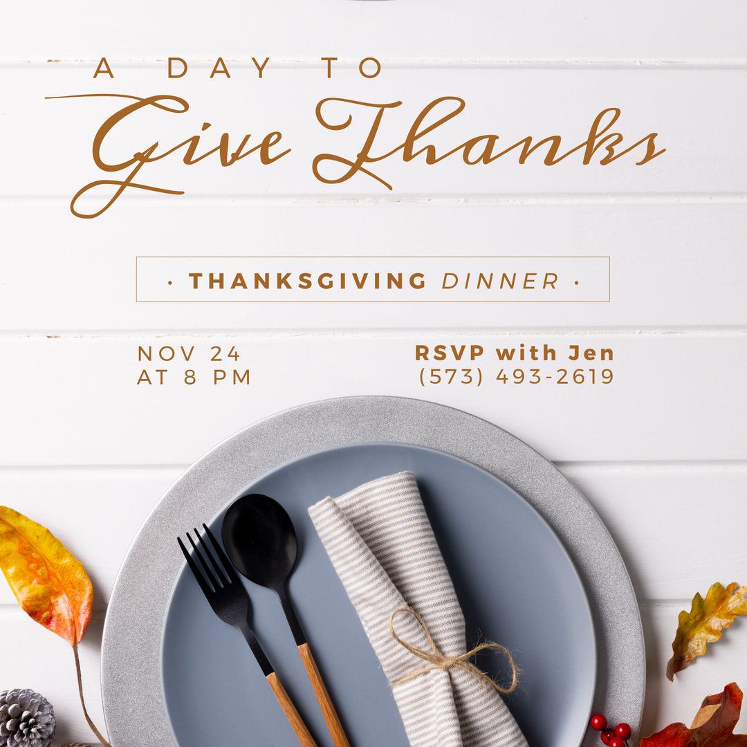 Thanksgiving Dinner Invitation Design with Autumn Elements