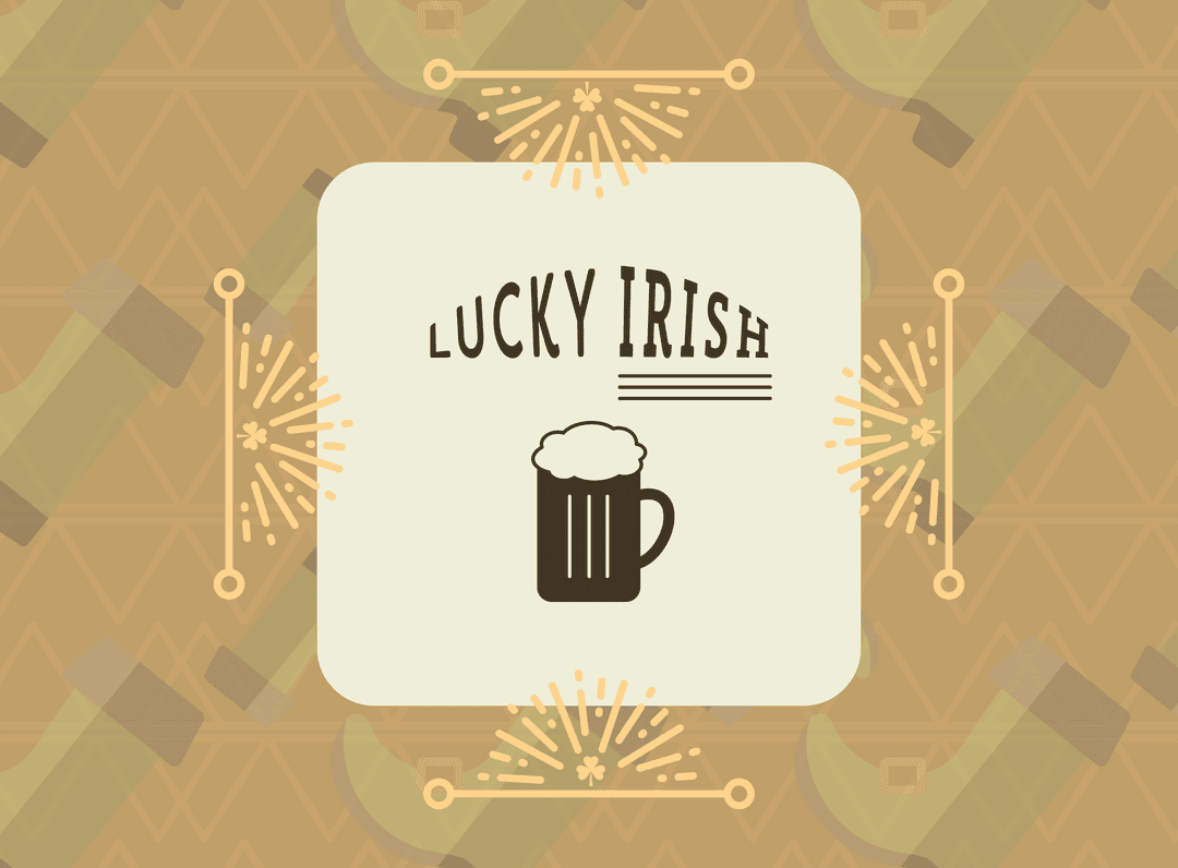 Transparent Background with Lucky Irish Text and Beer Mug Illustration