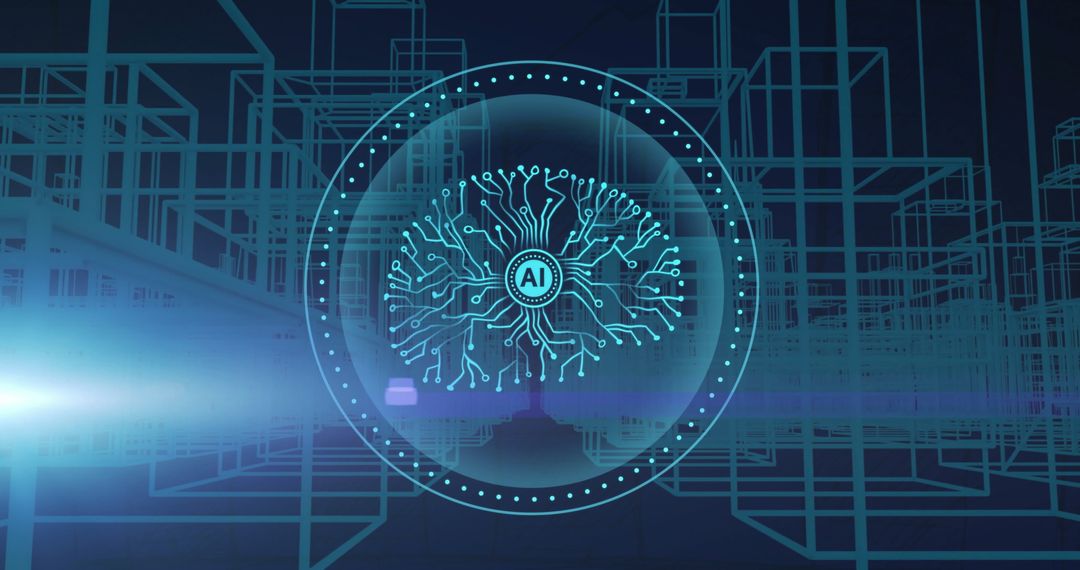 AI Circuit Brain in Digital Cityscape Concept