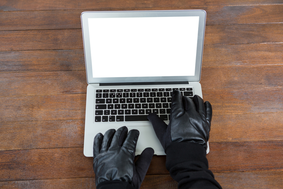 Hacker in Black Gloves Typing on Laptop with Transparent Screen - Download Free Stock Images Pikwizard.com