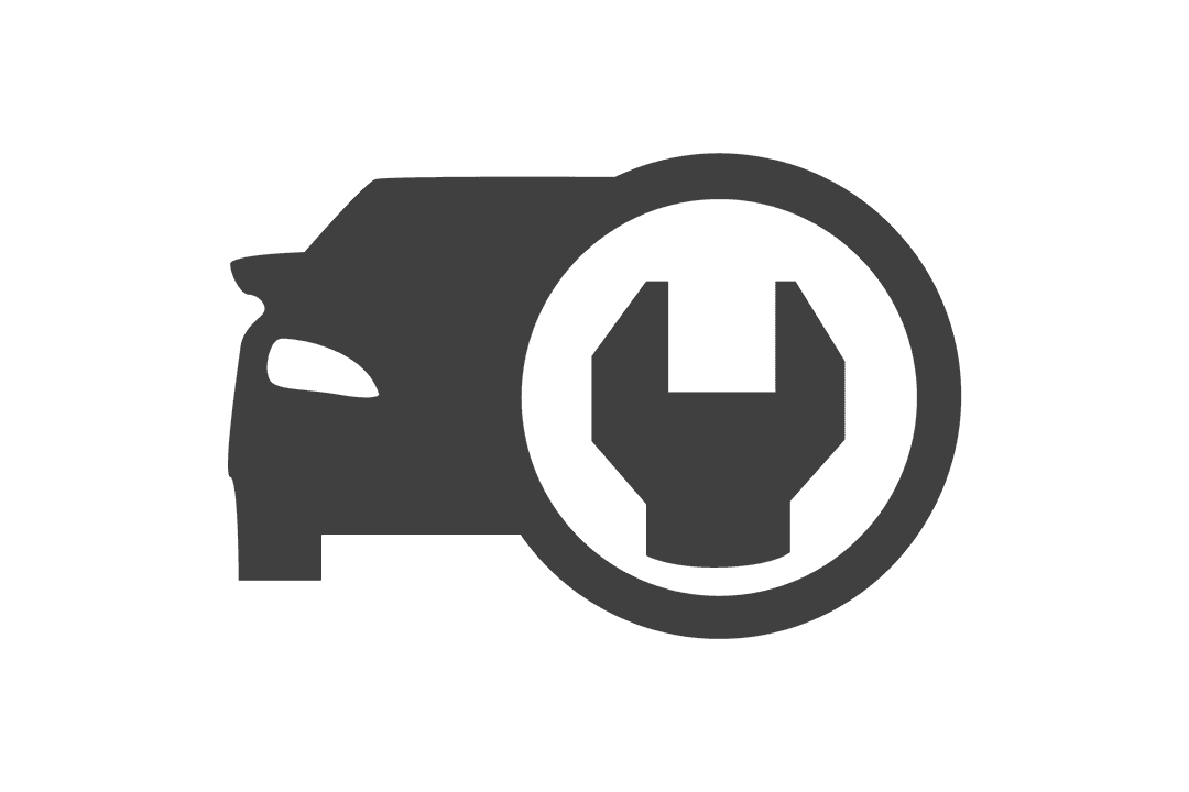Transparent Car and Wrench Icon for Transportation and Service