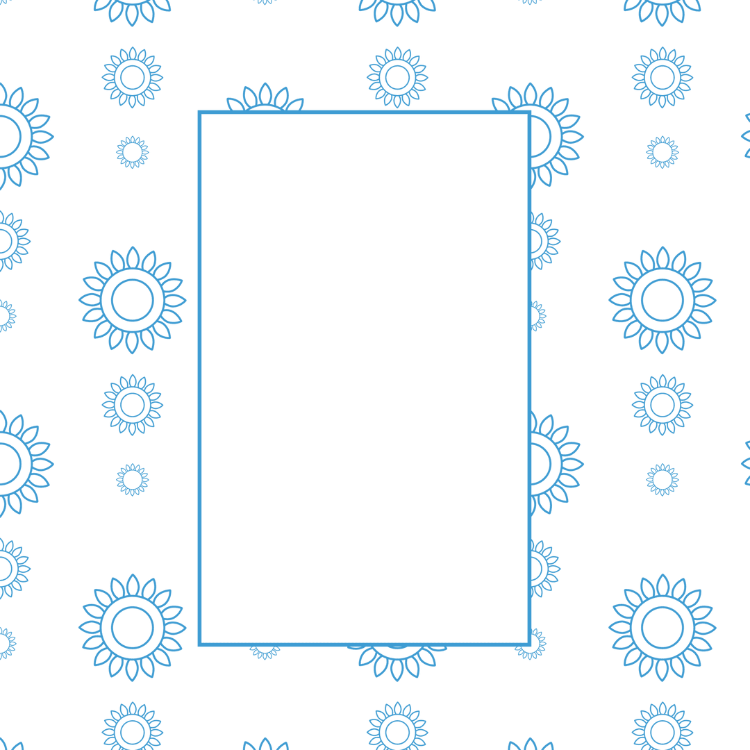 Transparent Floral Frame with Simple Blue Flower Pattern