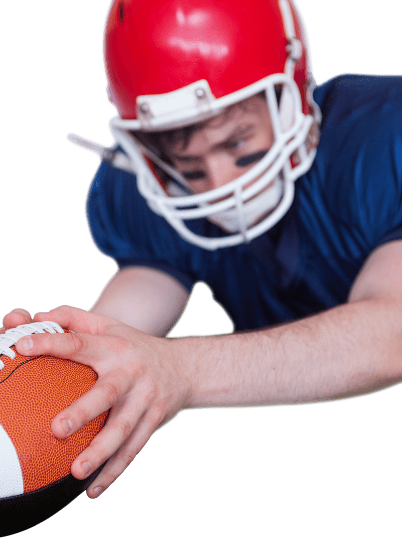 Transparent Football Player Scoring Intense Touchdown