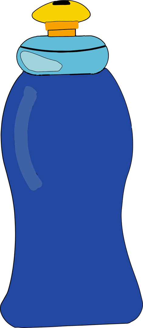 Blue Detergent Bottle with Yellow Cap on Transparent Background