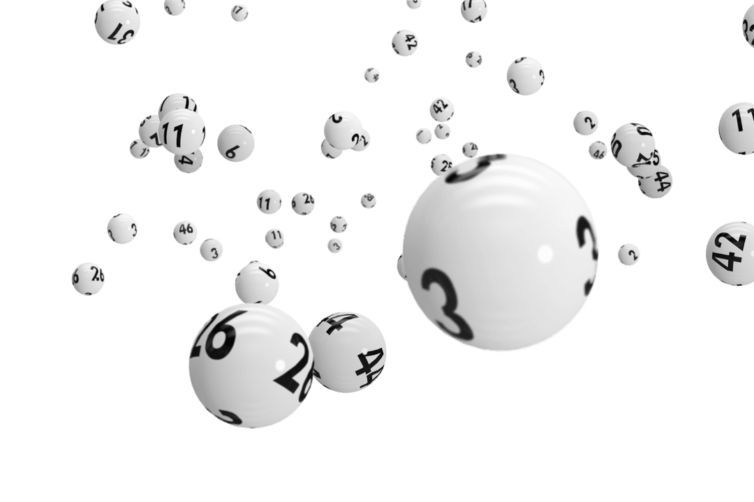 Transparent 3D Bingo Balls with Numbers Jumping Mid-Air