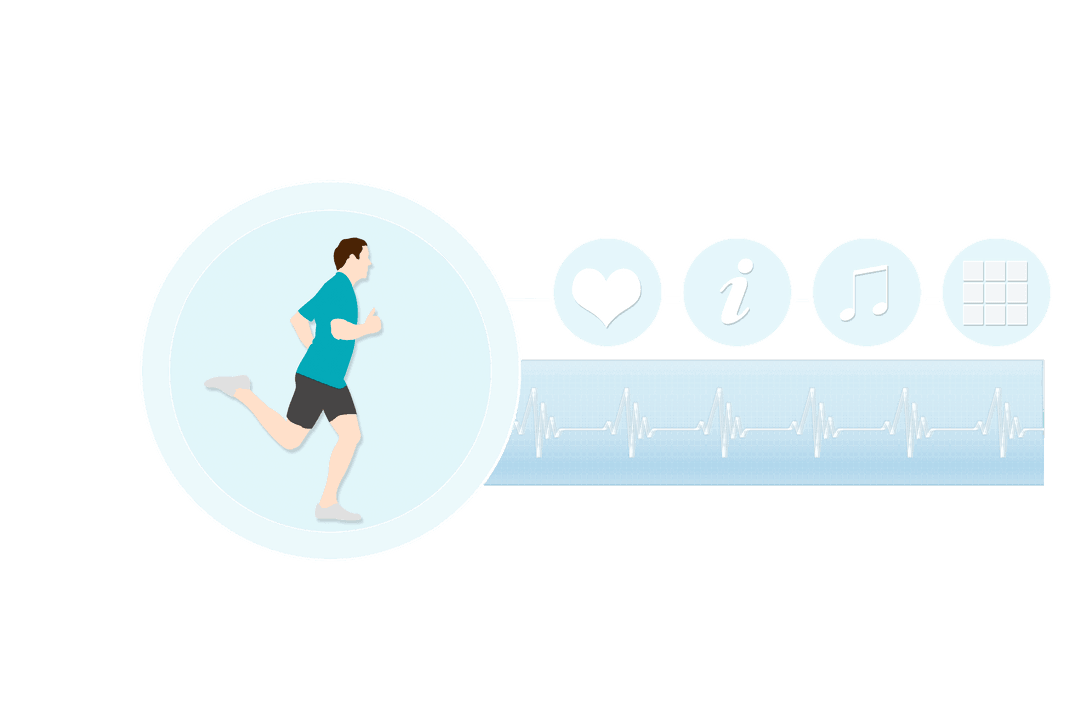 Transparent Fitness Tracker with Running Man and Heart Icons