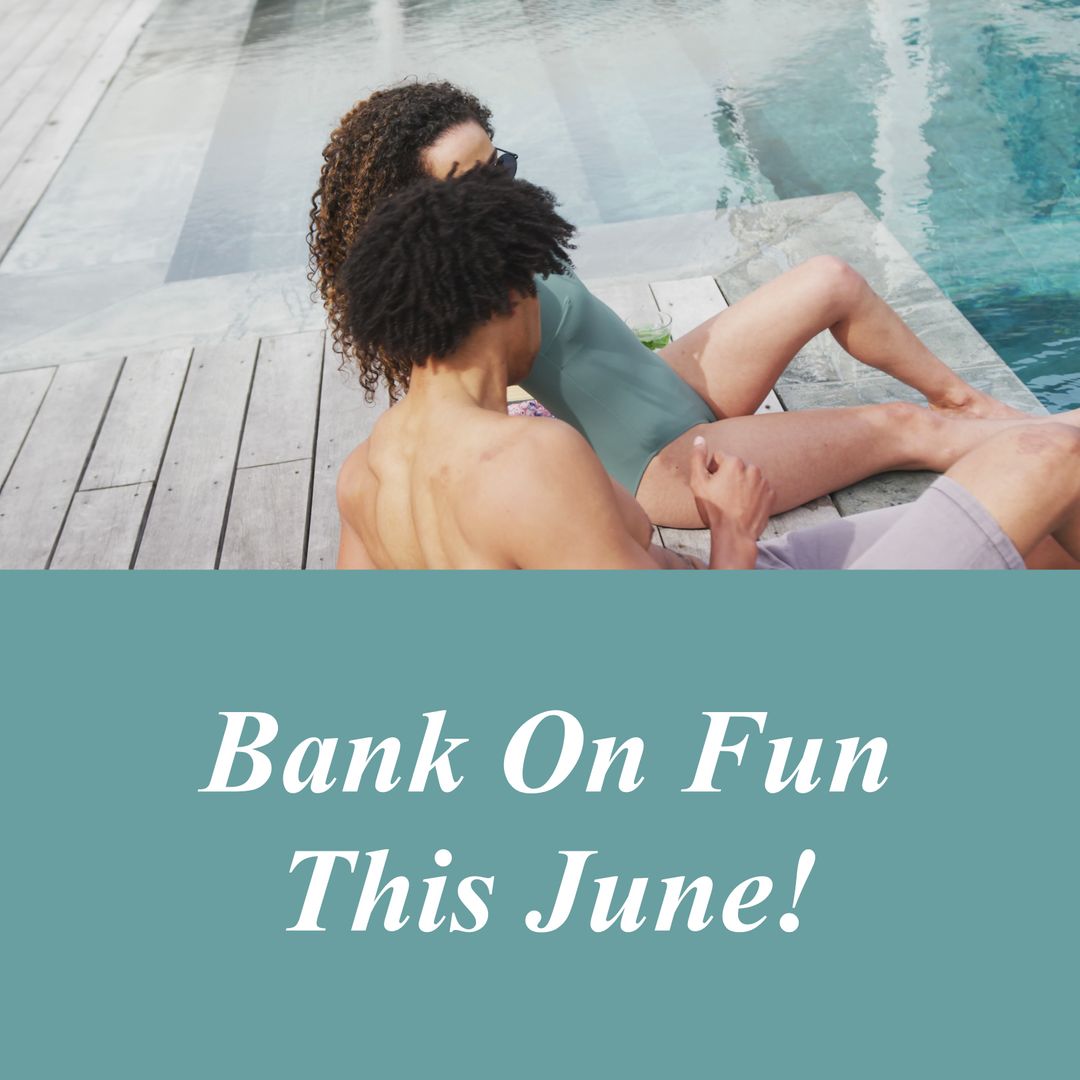 Relaxing Summer Poolside with Diverse Couple for June Promotions