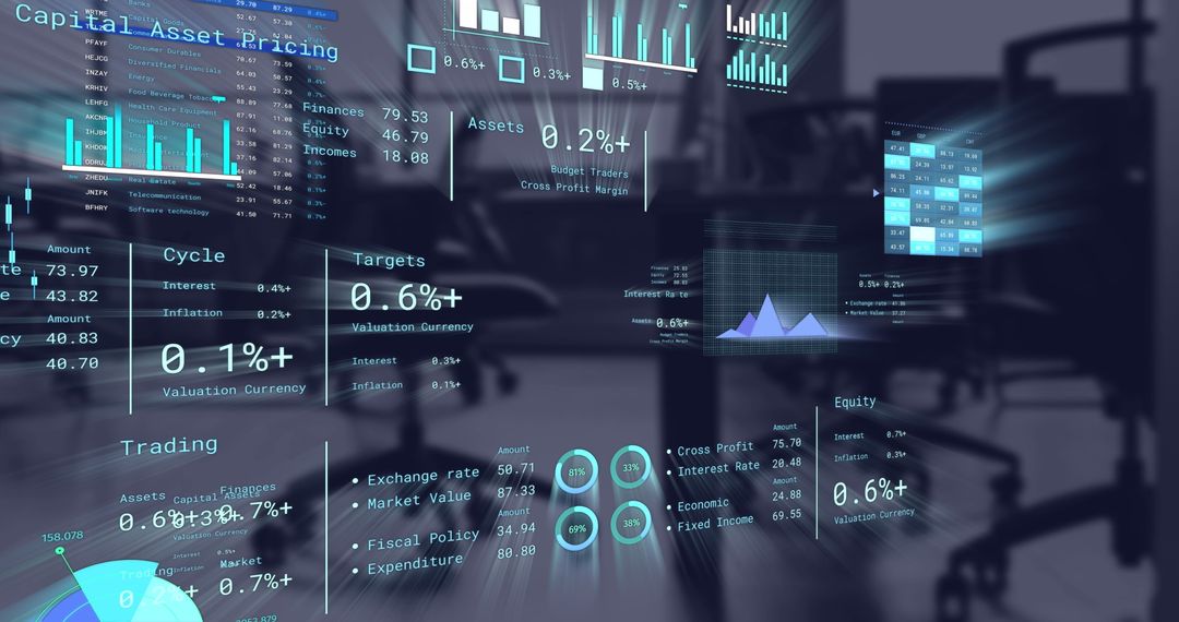 Digital Financial Data Display in Modern Office Environment