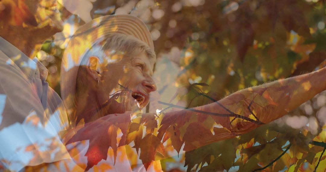 Happy Senior Women Enjoying Autumn Foliage Outdoors