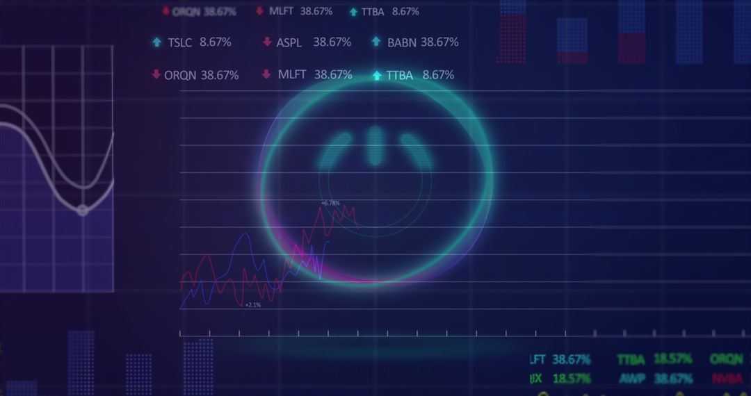 Futuristic Finance Dashboard with Glowing Smile Symbol