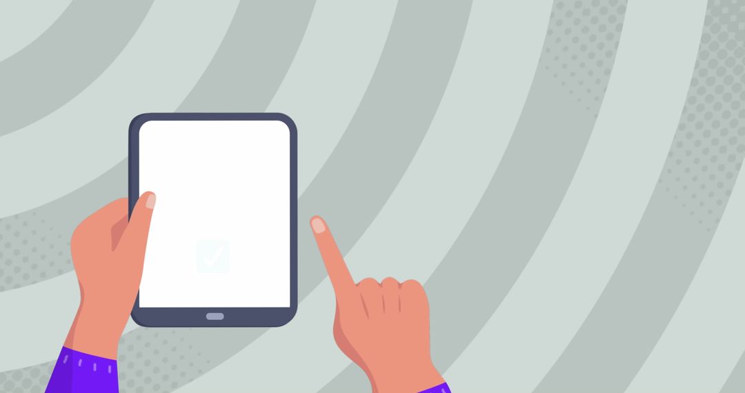 Hands Using Tablet with Travel Icons Overhead