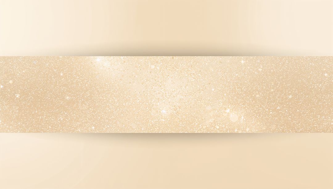 Champagne Gold Glitter Banner Running Across Soft Cream Gradient with Subtle Bokeh Ribbon