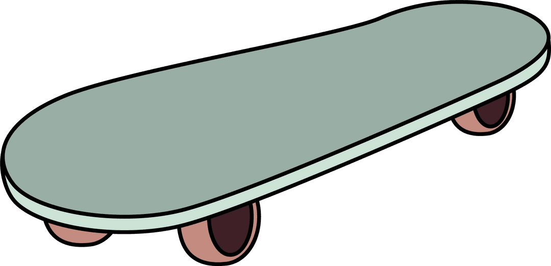 Minimalist Flat Design Skateboard on Transparent Background