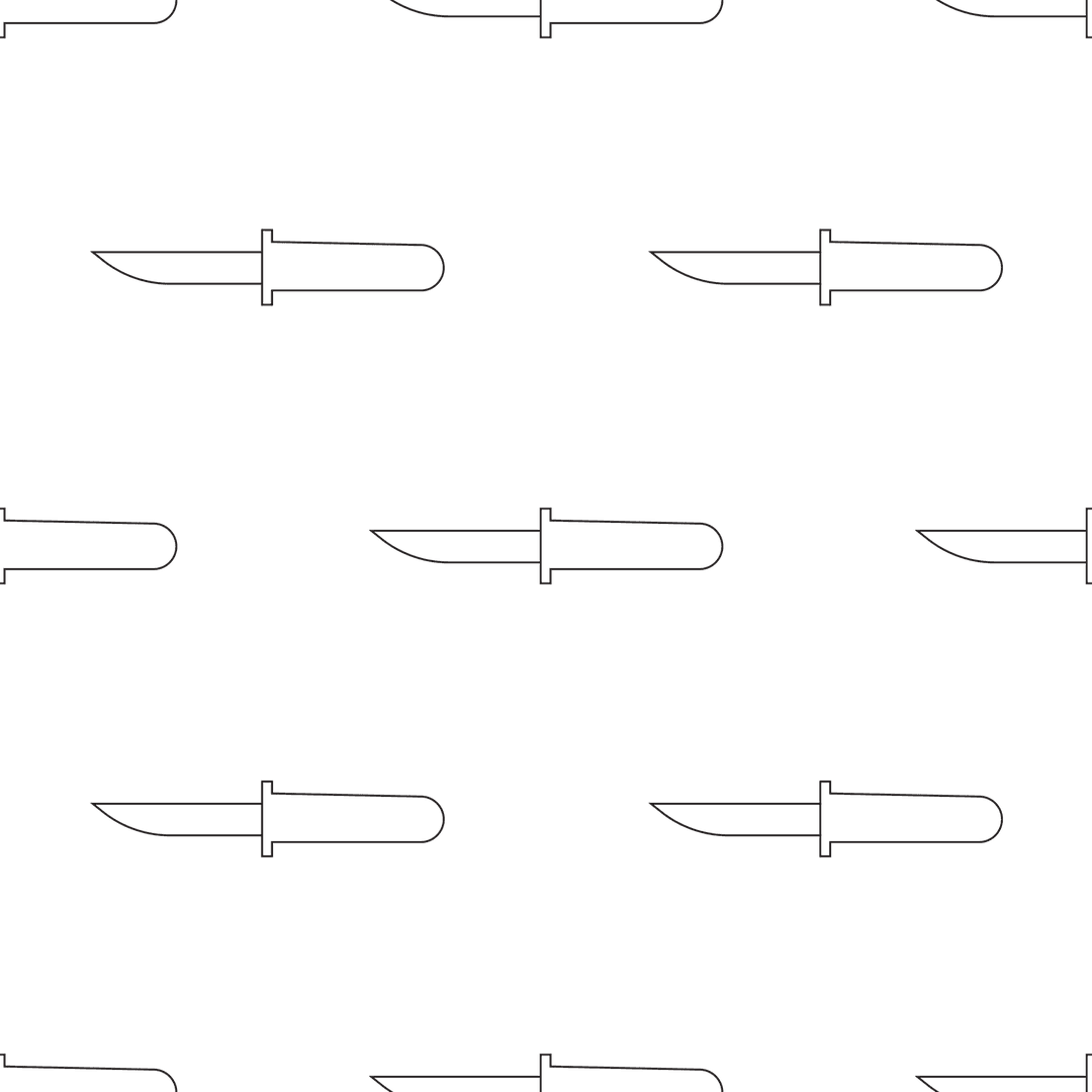 Seamless Black Knife Pattern on Transparent Background