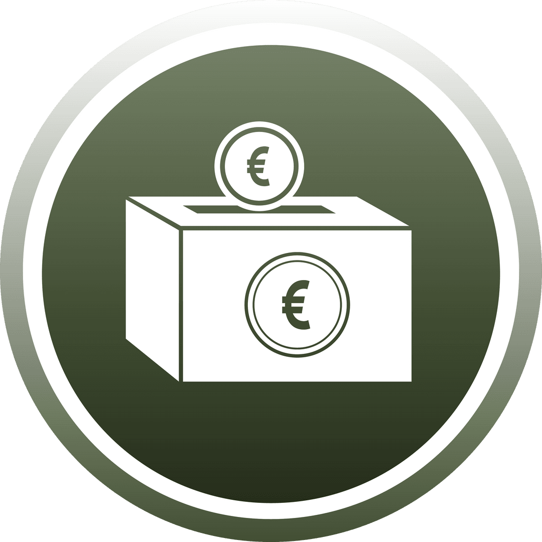 Euro Coin Box Icon with Transparent Background for Finance and Savings