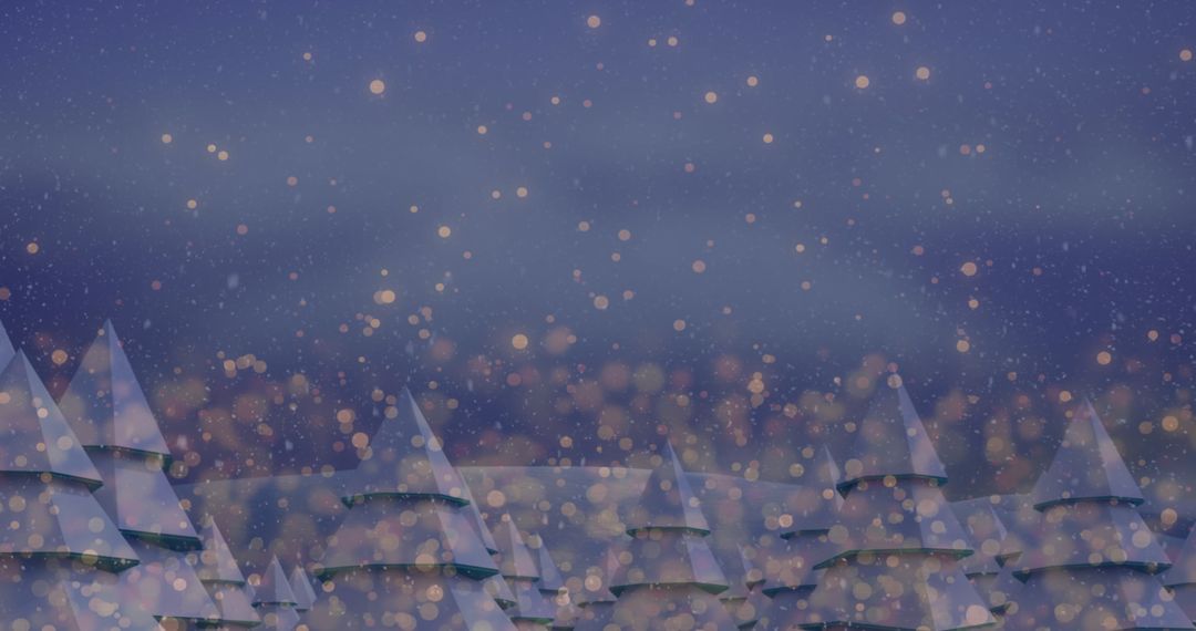 Magical Winter Forest with Shimmering Trees in Snowy Dusk