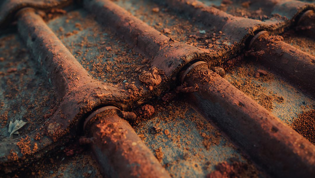 Industrial Scene of Rusted Metal Pipes with Textured Surface