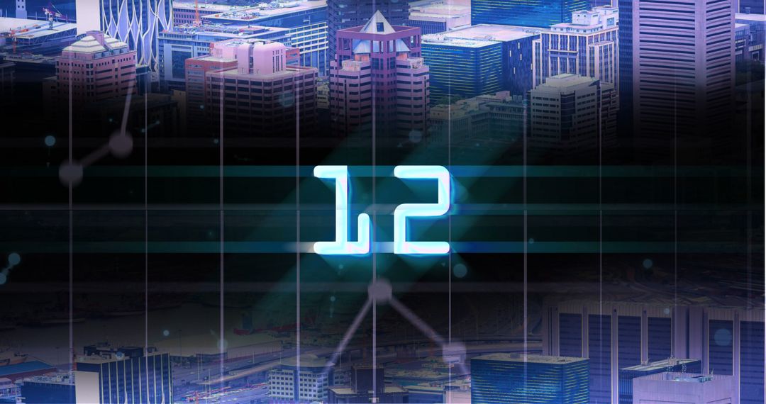 Digital Countdown Over Cityscape with Connection Lines - Free Images, Stock Photos and Pictures on Pikwizard.com