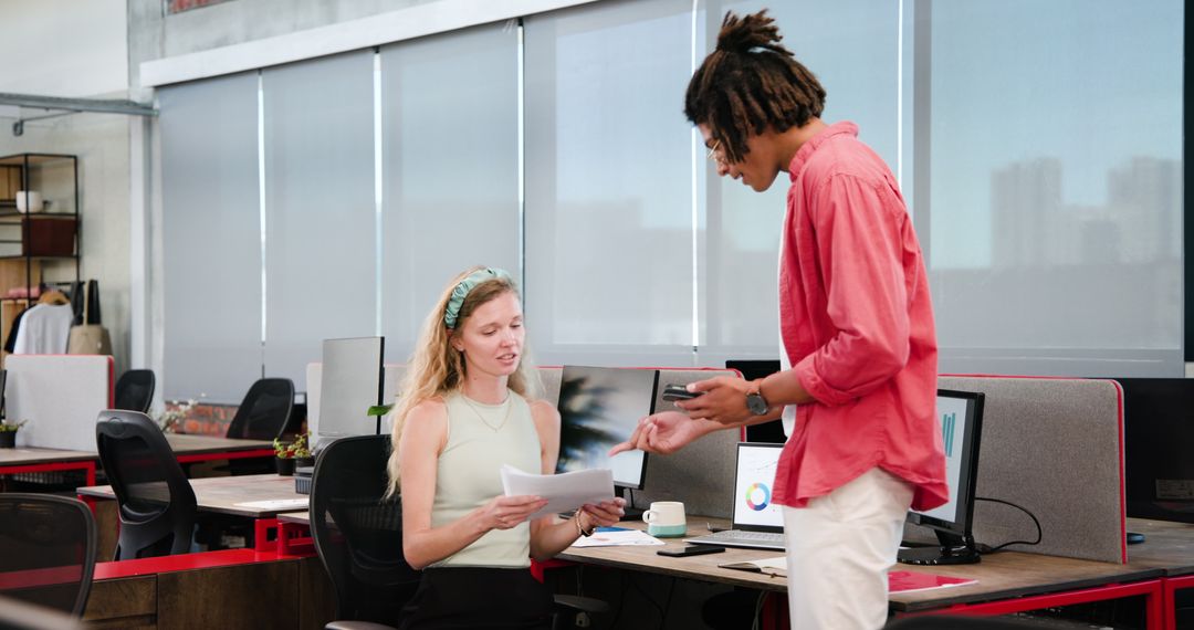 Colleagues Collaborating on Business Project in Office Setting