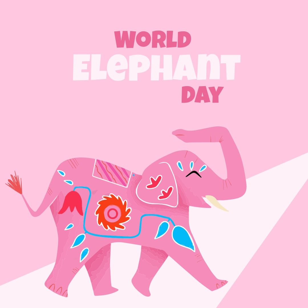 World Elephant Day Celebration Illustration on Pink Background - Download Free Stock Templates Pikwizard.com