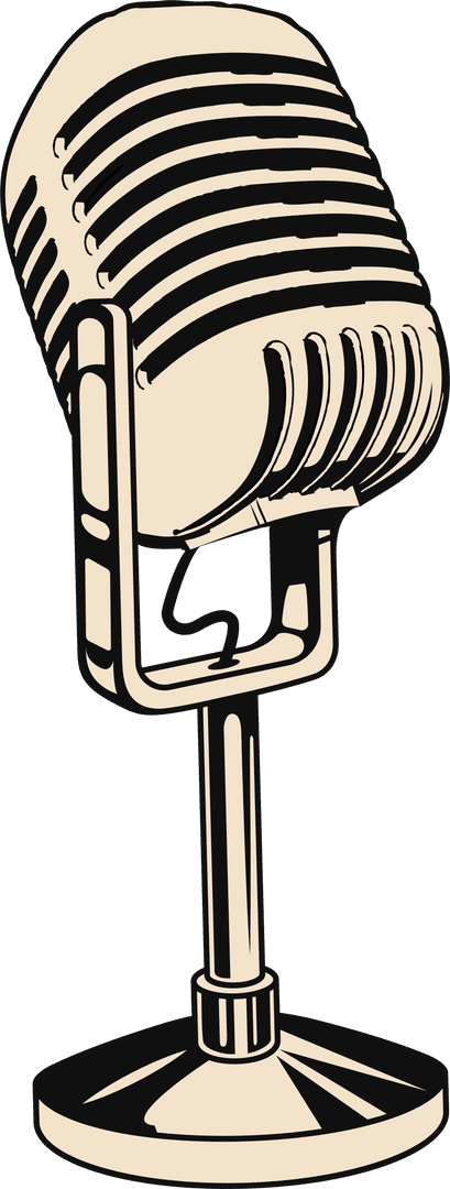 Retro Microphone on Stand With Transparent Background