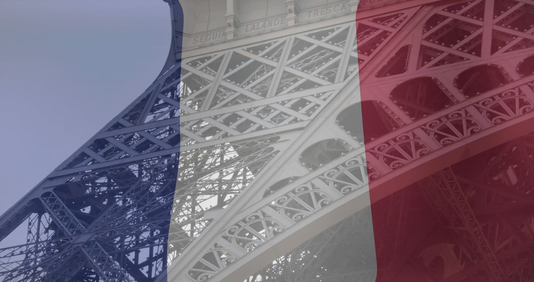 French Flag Superimposed on Eiffel Tower for National Celebration