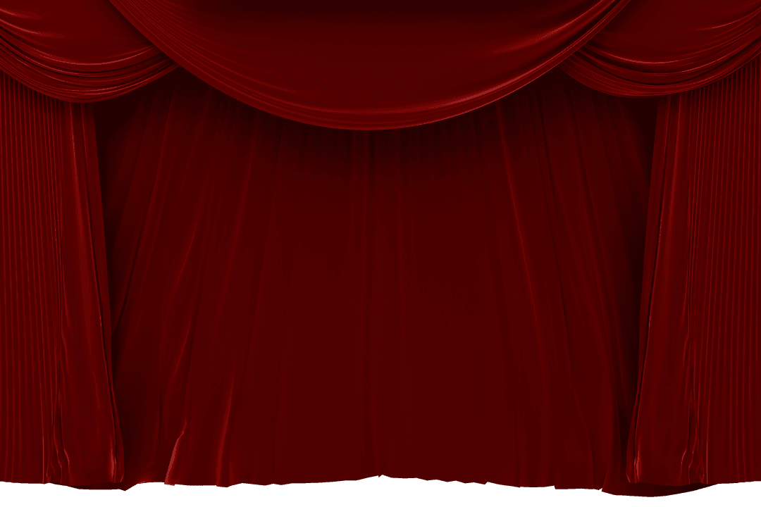 Red Theater Curtains on Transparent Background for Dramatic Effect