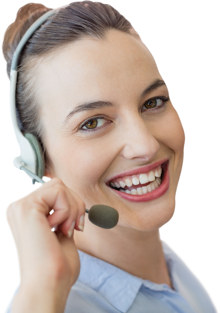 Transparent Smiling Help Desk Operator with Headset Close-Up - Download Free Stock Images Pikwizard.com