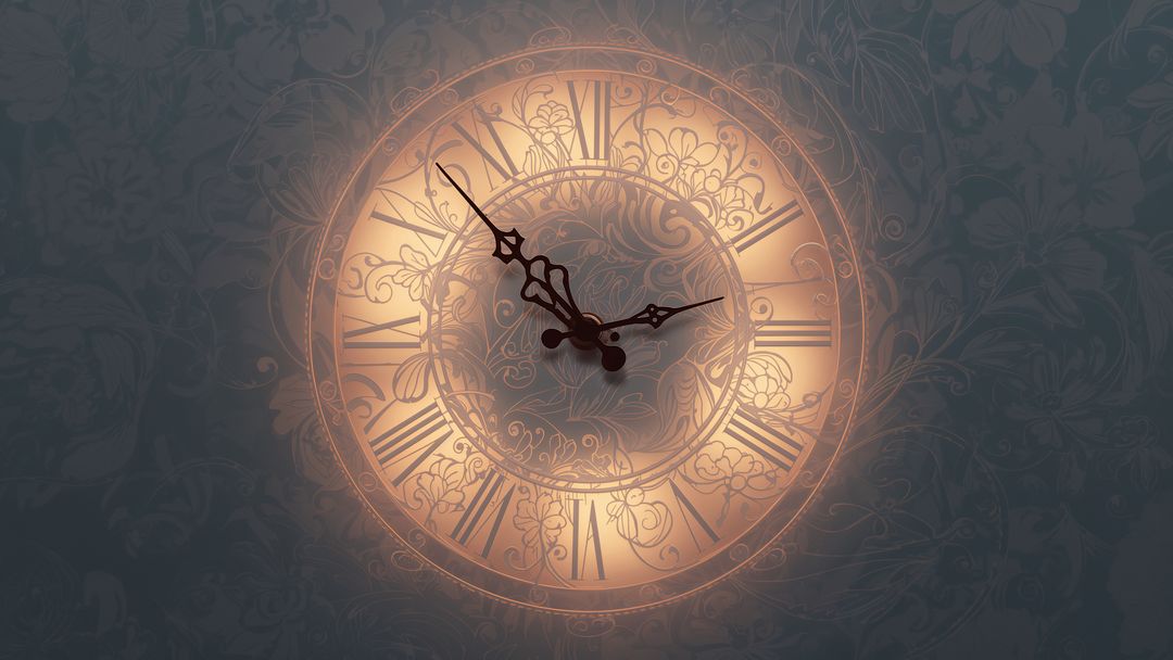Ornate Vintage Clock with Warm Backlighting Decor