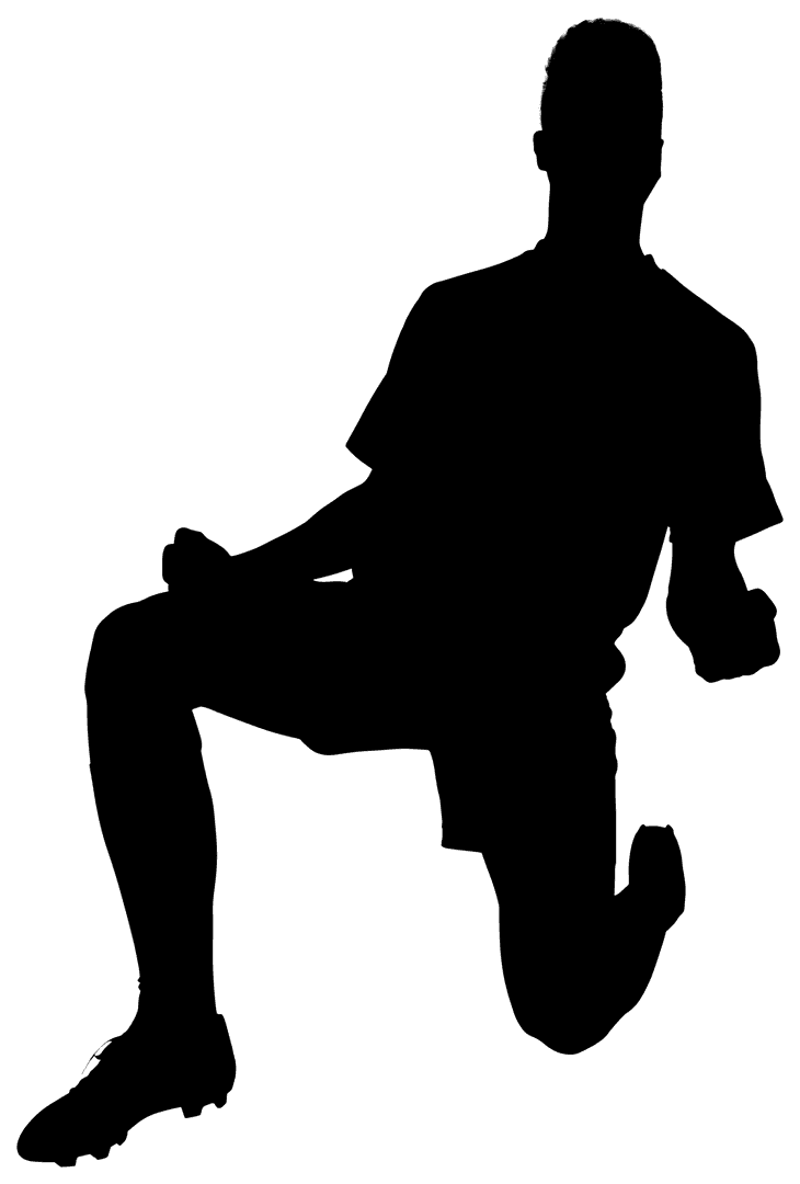 Transparent Football Player Silhouette Kicking Action on Field