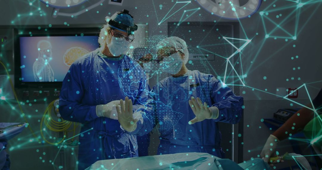 Surgeons Using AR Technology in Advanced Operating Room