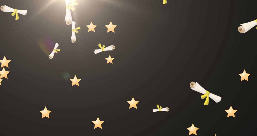 Falling Stars and Scrolls on Dark Background