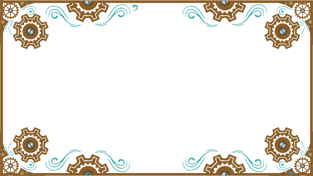 Steampunk Gear and Swirl Transparent Border with Copy Space