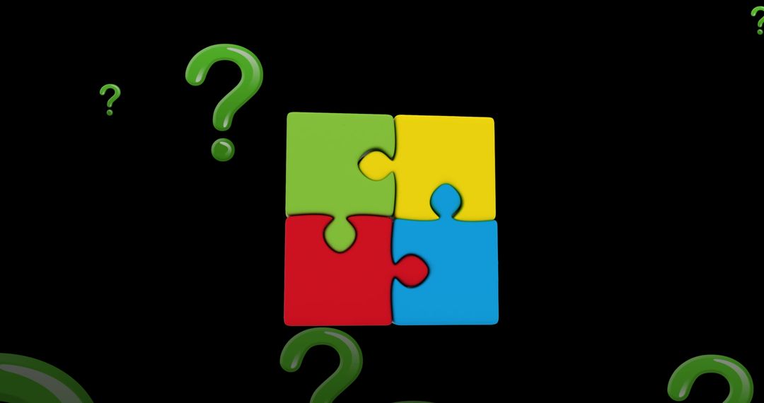 Colorful Puzzle and Question Marks Indicating Creativity
