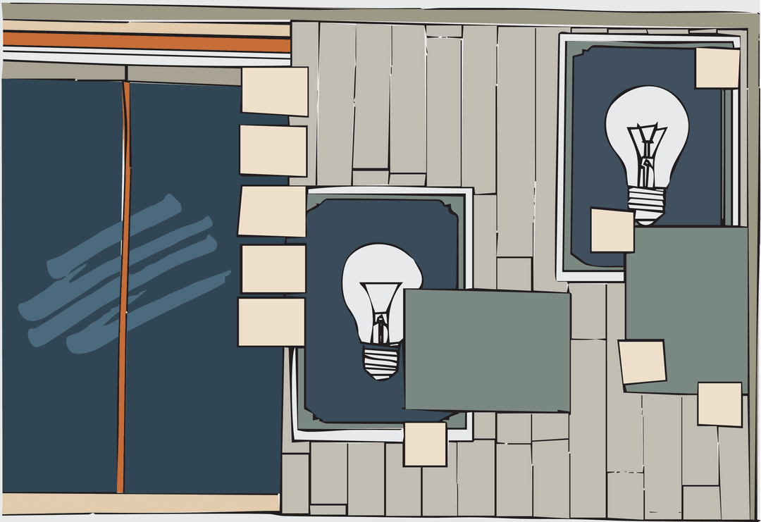 Transparent Office Wall with Light Bulb Posters Vector Art