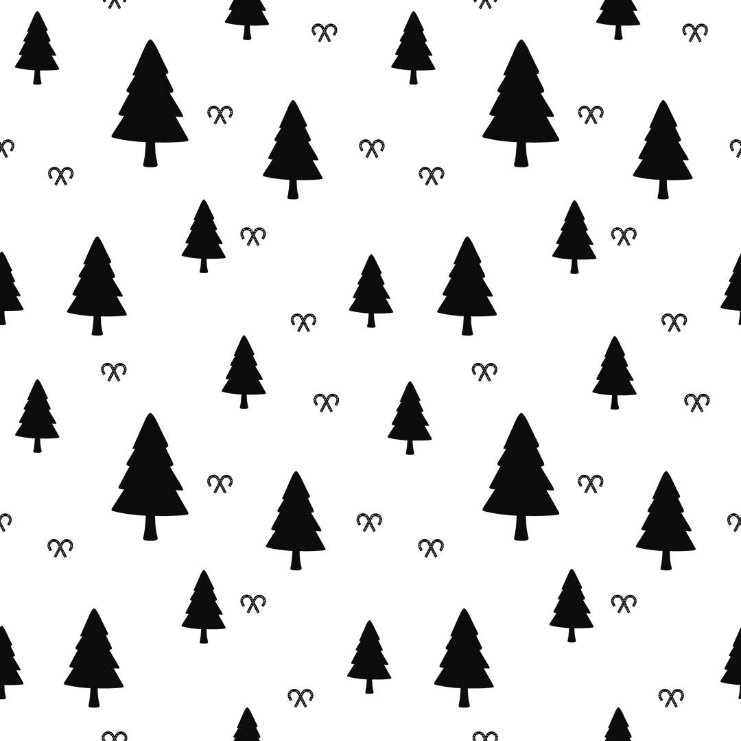 Mystical Black Tree Pattern on Transparent Background