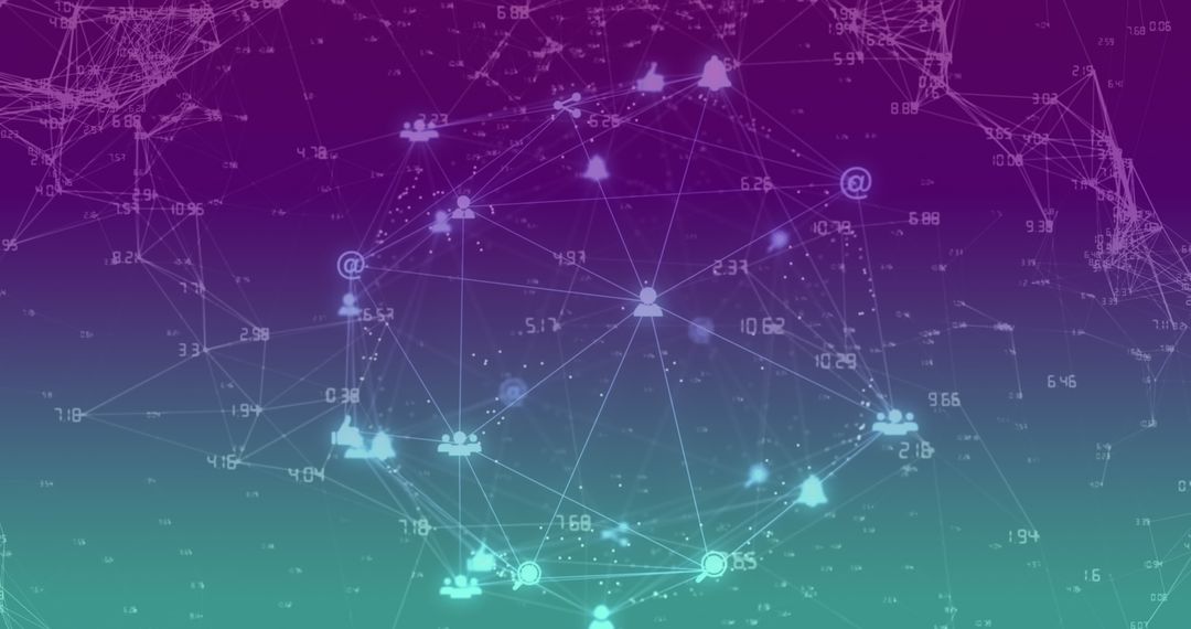 Abstract Digital Network Interface with Icons