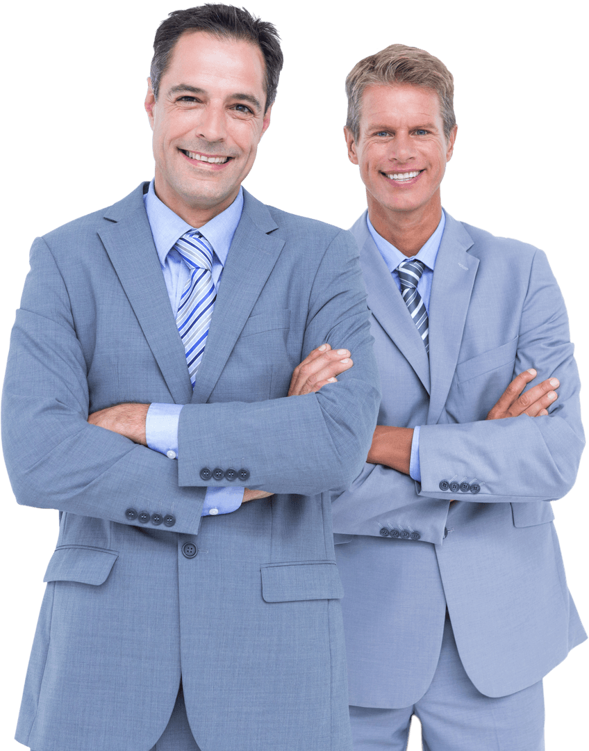 Transparent Business Executives in Professional Suits with Arms Crossed