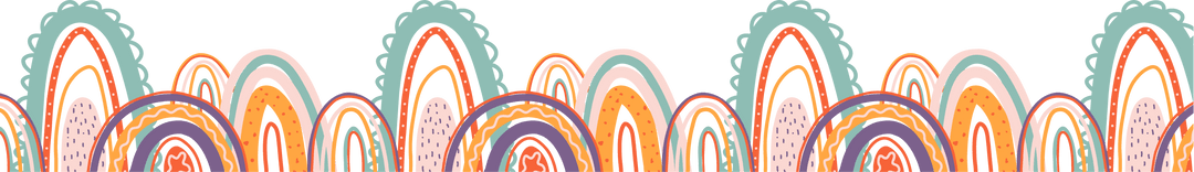 Geometric Rainbow Arches on Transparent Background in Pastel Tones