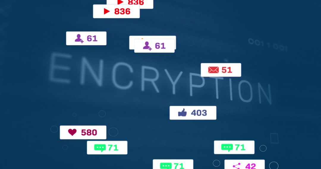 Floating Encryption Concept with Notification Badges