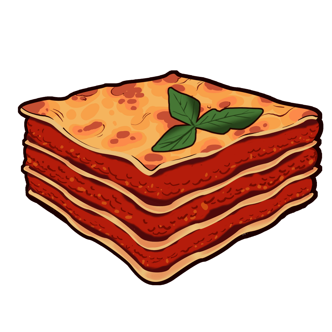 Illustration of Lasagna Slice with Transparent Background