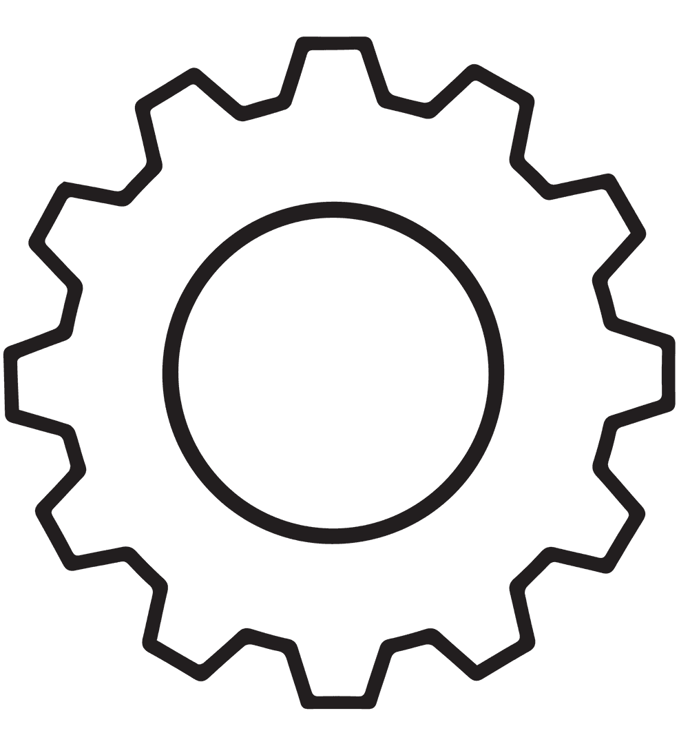 Black Cog Illustration on Transparent Background for Design Uses