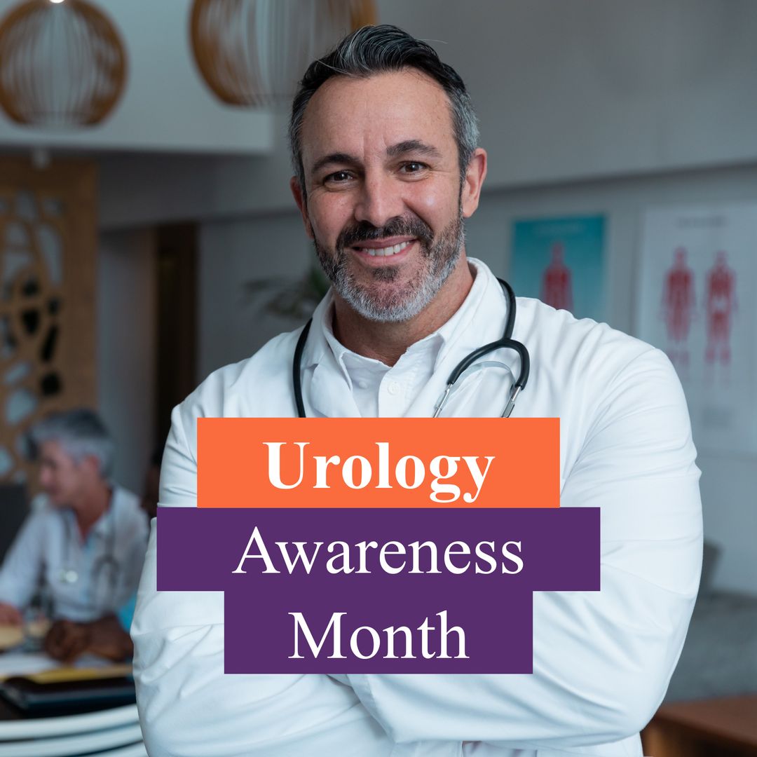 Caucasian Male Doctor Promoting Urology Awareness Month - Download Free Stock Templates Pikwizard.com