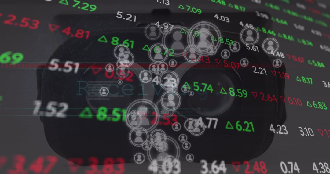 Virtual Reality Meets Finance: VR Headset with Stock Tickers and User Icons